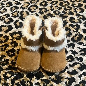 UGG Tan Infant Boots with Cream Fur